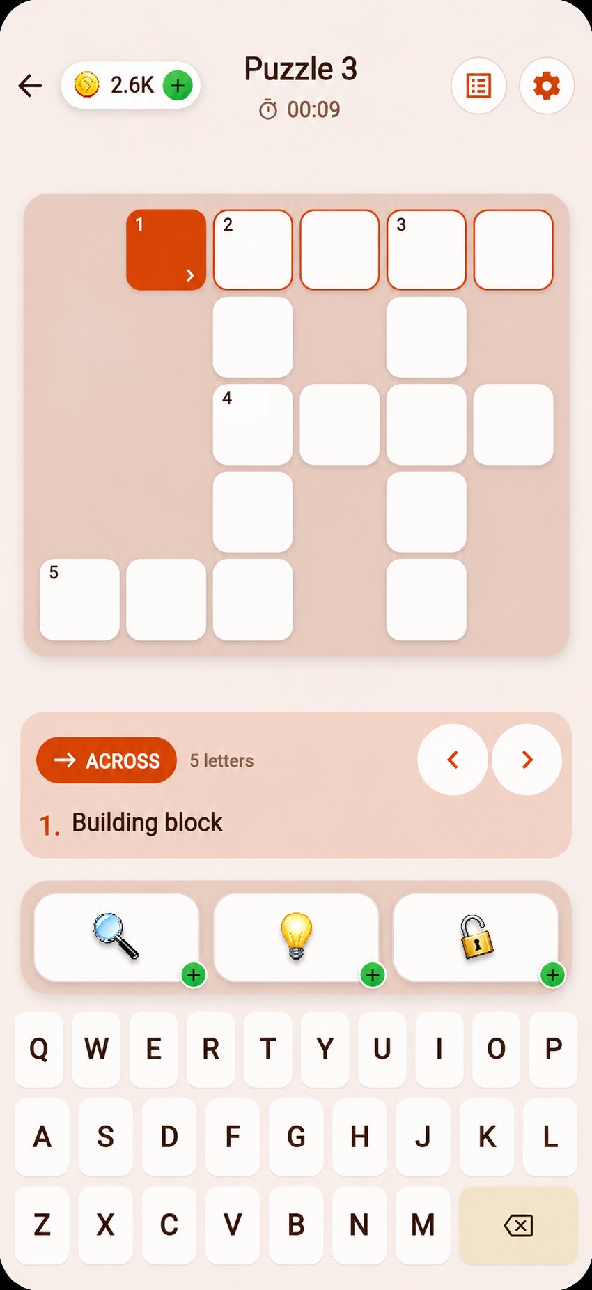 CozyCross gameplay: a cozy crossword puzzle